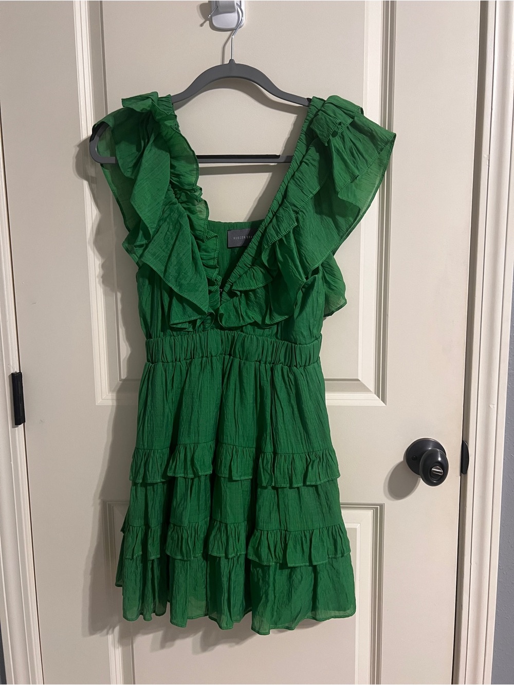 Ruffled Tiered Mini Dress in Emerald Green - Women's Summer Dress